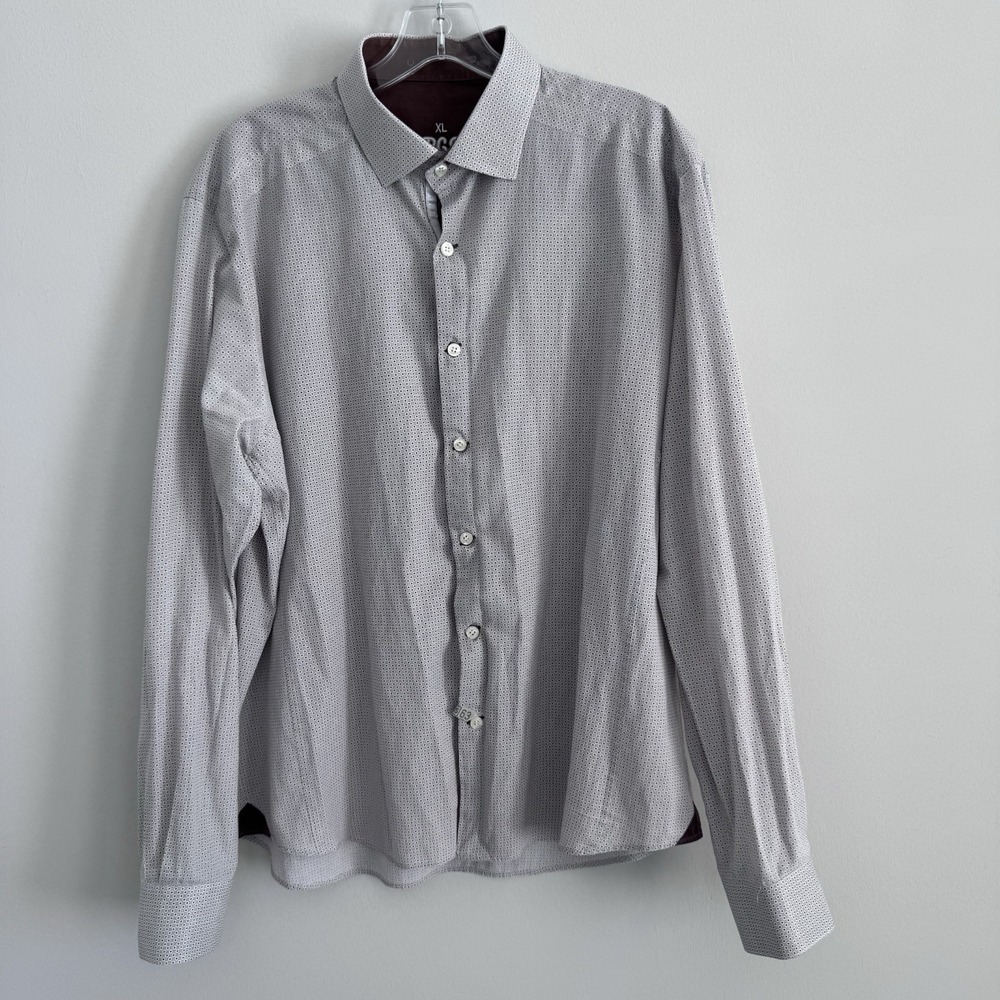 RGB Black Label XL White Micro Dot Shirt Contrast Trim 100% Cotton